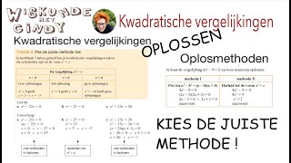 Kwadratische vergelijkingen oplossen welke methode kies je als je hebt 2x²  1  51 [upl. by Oterol]