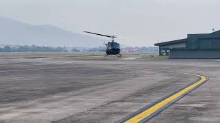 Helicopter Bell 212 UH1N Twin Huey Landing Chiangmai International Airport [upl. by Helman]