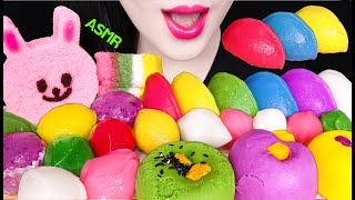 ASMR STICKY RICE CAKES BEAN CAKE RAINBOW RICE CAKE 꿀떡 바람떡 백설기 송편 시루 떡 먹방 EATING SOUNDS [upl. by Nwad]