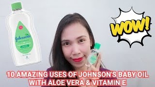 10 AMAZING USES OF JOHNSONS BABY OIL WITH ALOE VERA AND VITAMINE [upl. by Llevra161]