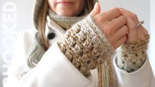 How to Crochet Wrist Warmers Part of a Matching Set [upl. by Airec333]