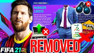 10 THINGS REMOVED from FIFA 21 CAREER MODE [upl. by Aicssej]