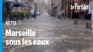 Marseille frappée par des pluies torrentielles le VieuxPort noyé sous les eaux [upl. by Ykceb]