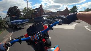 KTM 125 SX SUPERMOTO ROAD LEGAL Overtaking at 76mph [upl. by Guod]