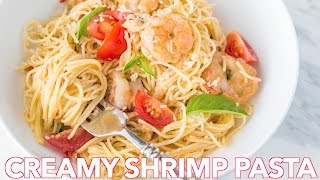 Easy Shrimp Pasta in a Creamy Tomato Sauce  Natashas Kitchen [upl. by Toombs]