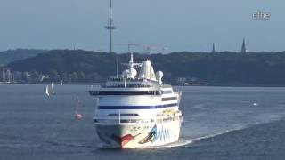 AIDAaura in der Kieler Förde im Abendlicht  Sailaway Kiel 29062016  4K [upl. by Nerac642]