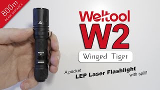 Weltool W2 Winged Tiger  Mini LEP Laser Flashlight  800m beam distance 14500 amp charger included [upl. by Droffig]