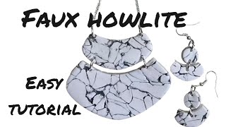 Learn how to create faux howlite gemstone easy using polymer clay liquid clay amp cutters  tutorial [upl. by Intosh]