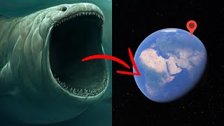 Sea Monsters Bloop Megalodon Blue Whale Shark Giant Squid In Real Life on Google Earth [upl. by Assir]