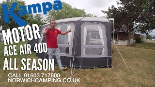 Kampa Dometic Motor Ace Air AllSeason 400 Motorhome Awning Review [upl. by Enelram]