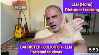 Study LLB Distance learning Univ Of London in Pakistan and go for BAR LLM or SQE abroad [upl. by Nytsua803]