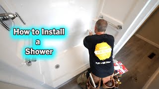 How to Install a Shower  Fiberglass Unit [upl. by Releyks]