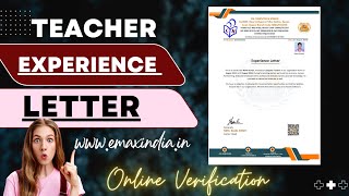 New Update  Teacher amp Staff Experience Letter  EMAX INDIA [upl. by Morty151]