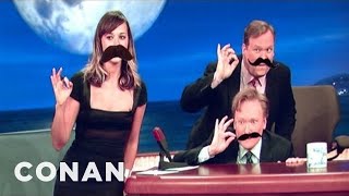 Rashida Jones And Conan Play The Mustache Game  CONAN on TBS [upl. by Sauder632]