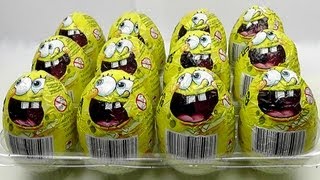 12 SPONGEBOB Chocholate Surprise Eggs Unboxing [upl. by Ayidah179]