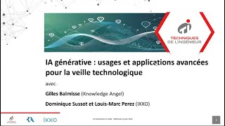 Webinar  IA générative  usages et applications avancées pour la veille technologique  04062024 [upl. by Seluj]