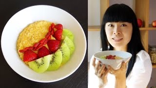 Crème de mangue aux noix et flocons d’avoine Recette Santé Vegan Petit déjeuner riche en oméga3 [upl. by Claudia]