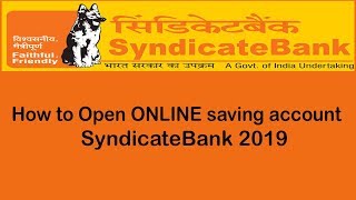 How to Open Syndicate Bank Saving Account Online [upl. by Prue]