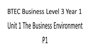 BTEC Business Level 3 Year 1 Unit 1 The Business Environment P1 [upl. by Hajar828]