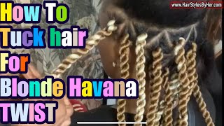 Tucking black hair for blonde Senegalese Cuban And Havanna TwistS [upl. by Annekim]