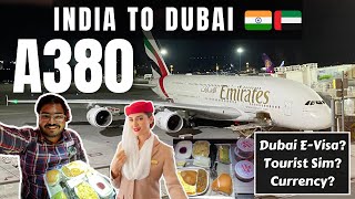 Flying EMIRATES A380  WORLDs LARGEST Aircraft  Bengaluru to Dubai  Dubai VISA and Tourist SIM [upl. by Emeric]