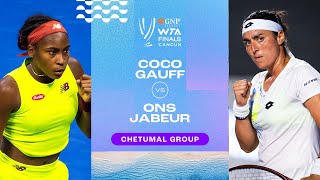 Coco Gauff vs Ons Jabeur  2023 WTA Finals Group Stage  WTA Match Highlights [upl. by Rosemare]