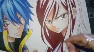 Speed Drawing  Jellal Fernandes and Erza Scarlet Fairy Tail [upl. by Auhs]