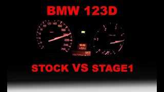 BMW 123d stage 1 vs stock acceleration 0100 and 0200 [upl. by Synned]