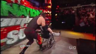 WWE Kane pushed a wheelchairbound Zack Ryder off the stage  RAW 20120213 [upl. by Honoria]