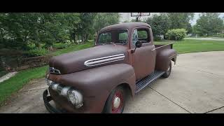 1951 Ford F1 Video 2  New tire cold start amp first real drive [upl. by Dobbins]