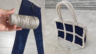 Making a Bag from Old Jeans in 1 Day  DIY Jeans Crochet  Recycle Bag subtitled [upl. by Nylirad]