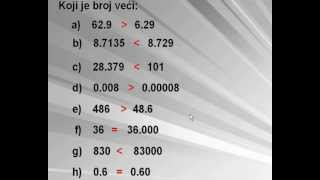 Uspoređivanje decimalnih brojeva Decimalni brojevi  5dio [upl. by Ennis]