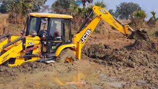 Jcb Vs Mud Video  Amazing Jcb Backhoe Driving In Pond With Skilled Backhoe Operator  Jcb Video [upl. by Childers]