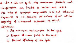 Problem on Carnot cycle Thermodynamics Thermal Engineering [upl. by Templa]