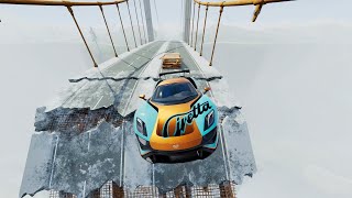 A CAR DRIVES OVER A DESTROYED BRIDGE APOCALYPSE BeamNG Drive [upl. by Kirima]