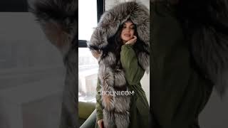 luxury parka with natural fur 1100 sobolinibrand [upl. by Luis]