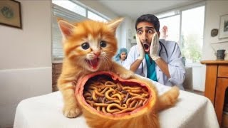 Shocking Footage Cats Belly Contains Countless Worms cat cute ai aicat viral kitten kittycat [upl. by Wiburg]