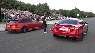 Alfa Romeo Giulia Quadrifoglio vs ABT Audi RS6R C8 Avant [upl. by Ayhtak834]