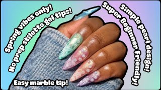 How to do this cute spring nail design 🐣 💅🏾  colorful and cute  Beginner Friendly 💙💜💚🤍🧡 [upl. by Publius]