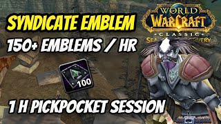 Syndicate Emblem pickpocket farm  150h  Season of Discovery SOD Level 25 Rogue  1h session [upl. by Ynnaej]