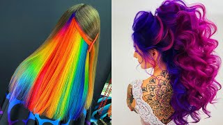 Rainbow Neon Hair Color Best Hair Colorful Transformation Compilation 2020 [upl. by Rogergcam]