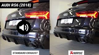 Audi RS6 standard exhaust system vs Akrapovic [upl. by Lorine]