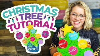 Cute Christmas Tree Painting w Family Names Tutorial [upl. by Russia]