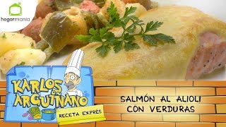 Karlos Arguiñano Receta de Salmón al alioli con verduras [upl. by Severin]