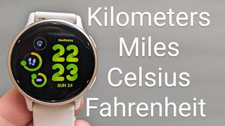 Change Units Miles to Meters amp Fahrenheit to Celsius  on Garmin Venu 3  Vivoactive 5 [upl. by Adiaz]