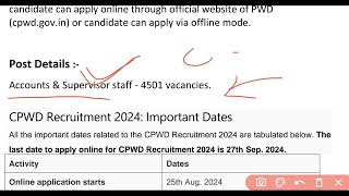 PWD recruitment 2024 vacancy details government pwd [upl. by Hewet]