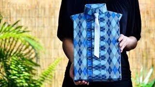 How to Create a Shirt Style Gift Wrapping for Shallow Boxes [upl. by Lienet]