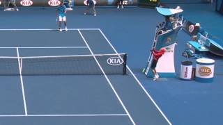 Ball Kid Gets Hit In The Face  Australian Open 2014 [upl. by Enitnatsnoc]