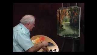 Bill Alexander paints a wonderful path in the forest part 33 wet on wet oil painting art [upl. by Mahau]