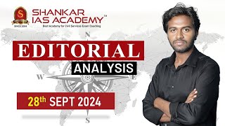 Editorial Analysis September 28 2024 Shankar IAS Academy UPSC current Affairs  Mains [upl. by Aihsoek]